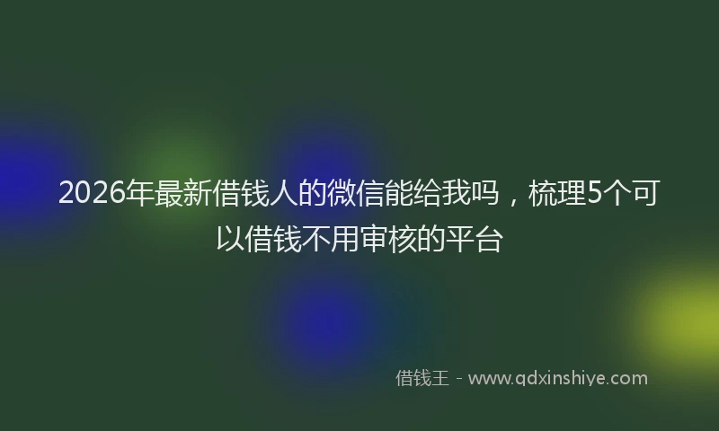 2026年最新借钱人的微信能给我吗，梳理5个可以借钱不用审核的平台