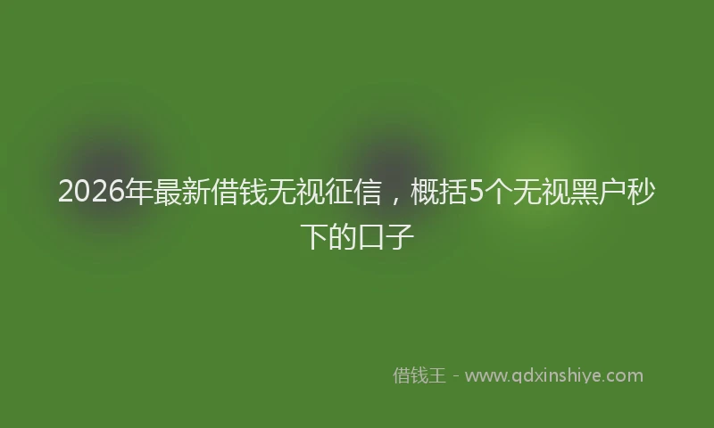 2026年最新借钱无视征信，概括5个无视黑户秒下的口子