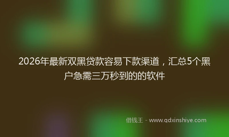 2026年最新双黑贷款容易下款渠道，汇总5个黑户急需三万秒到的的软件