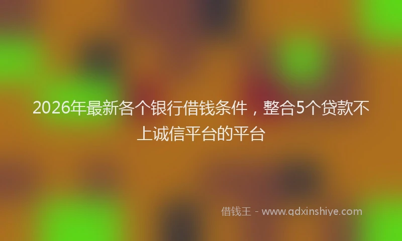 2026年最新各个银行借钱条件，整合5个贷款不上诚信平台的平台