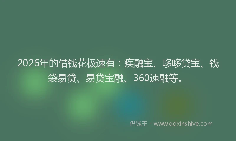 2026年的借钱花极速有：疾融宝、哆哆贷宝、钱袋易贷、易贷宝融、360速融等。