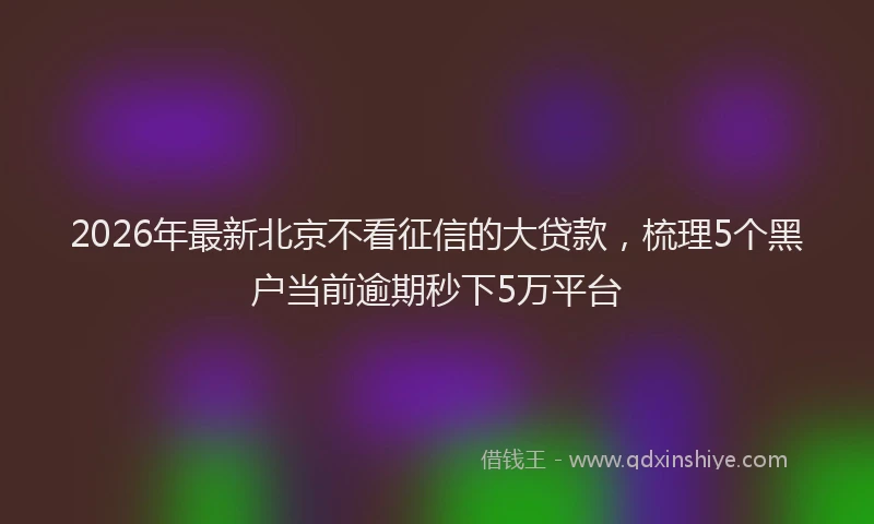 2026年最新北京不看征信的大贷款，梳理5个黑户当前逾期秒下5万平台