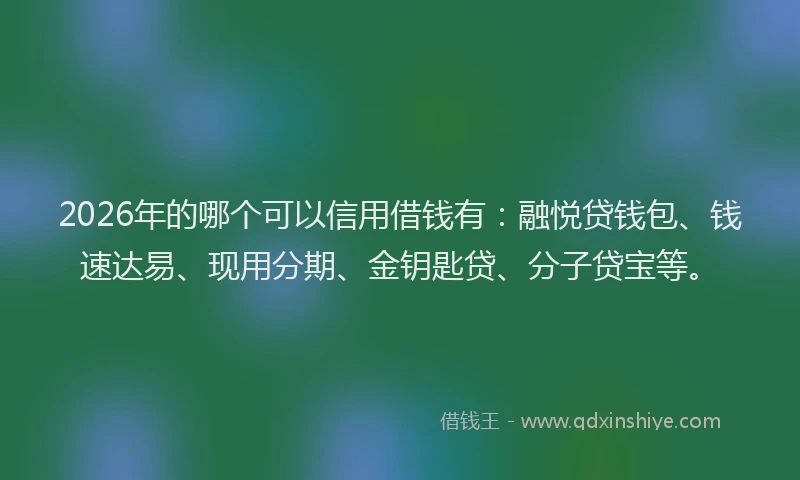 2026年的哪个可以信用借钱有：融悦贷钱包、钱速达易、现用分期、金钥匙贷、分子贷宝等。
