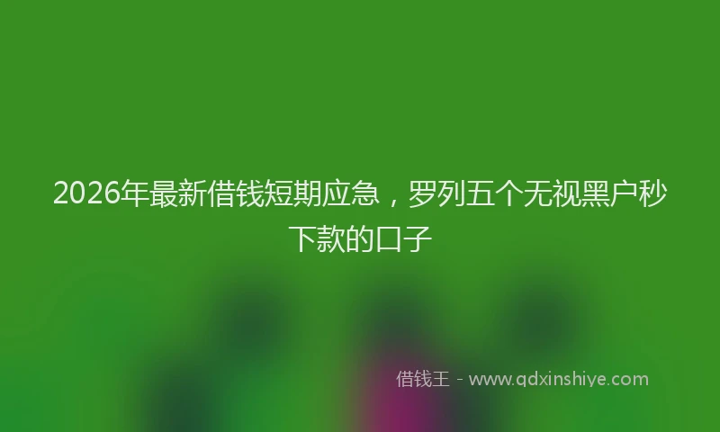2026年最新借钱短期应急，罗列五个无视黑户秒下款的口子