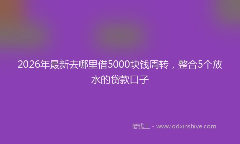 2026年最新去哪里借5000块钱周转，整合5个放水的贷款口子
