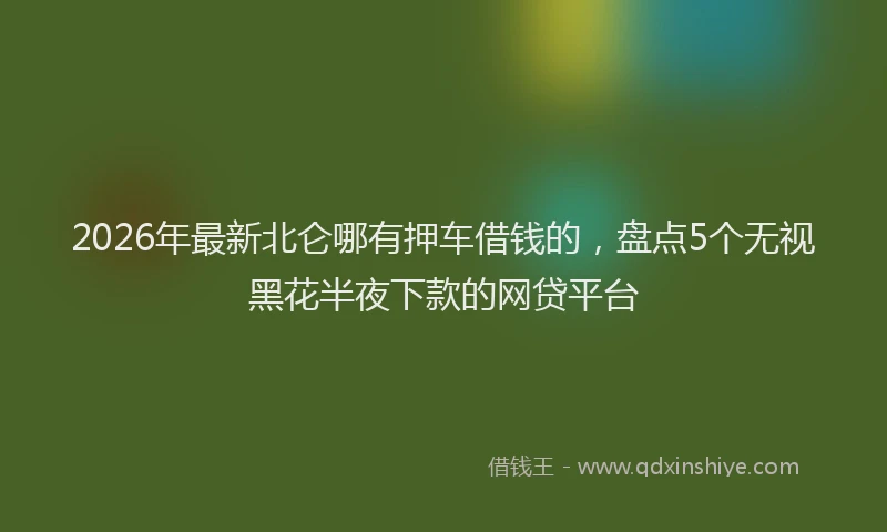 2026年最新北仑哪有押车借钱的，盘点5个无视黑花半夜下款的网贷平台