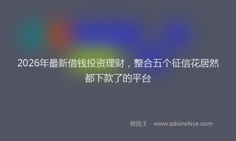 2026年最新借钱投资理财，整合五个征信花居然都下款了的平台