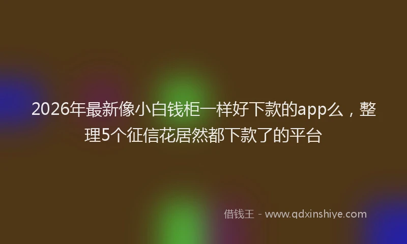 2026年最新像小白钱柜一样好下款的app么，整理5个征信花居然都下款了的平台