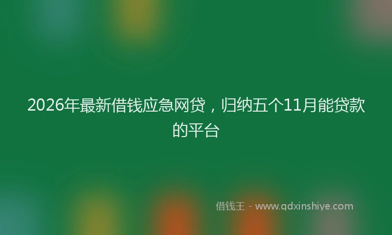 2026年最新借钱应急网贷，归纳五个11月能贷款的平台