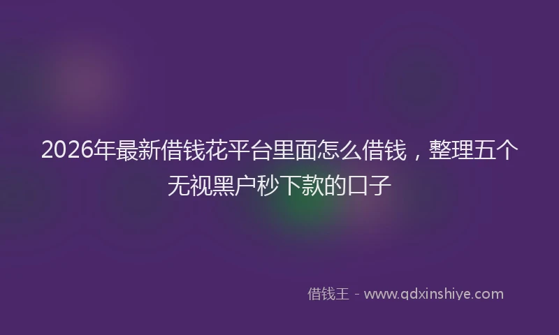 2026年最新借钱花平台里面怎么借钱，整理五个无视黑户秒下款的口子