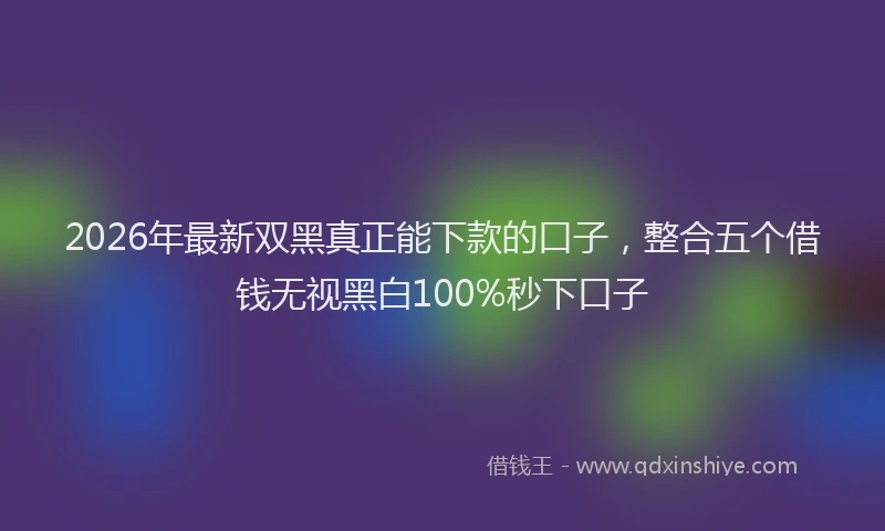 2026年最新双黑真正能下款的口子，整合五个借钱无视黑白100%秒下口子