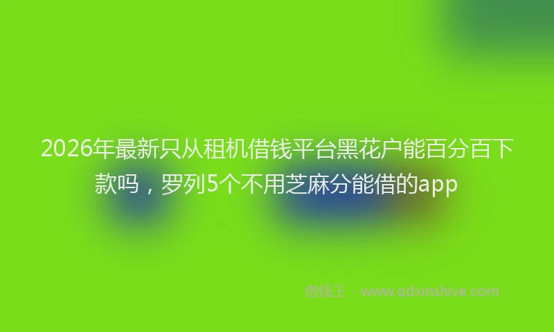 2026年最新只从租机借钱平台黑花户能百分百下款吗，罗列5个不用芝麻分能借的app