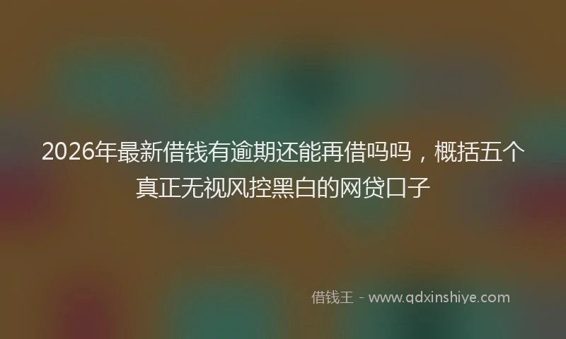 2026年最新借钱有逾期还能再借吗吗，概括五个真正无视风控黑白的网贷口子