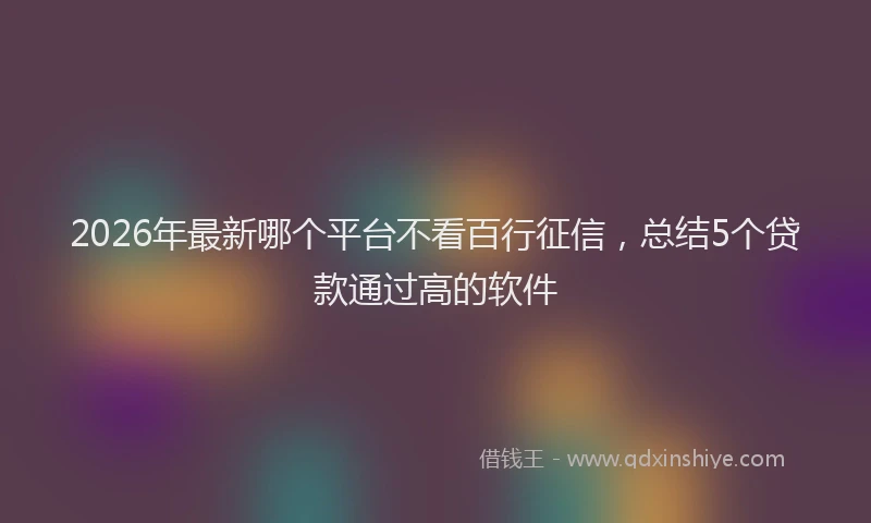 2026年最新哪个平台不看百行征信,总结5个贷款通过高的软件