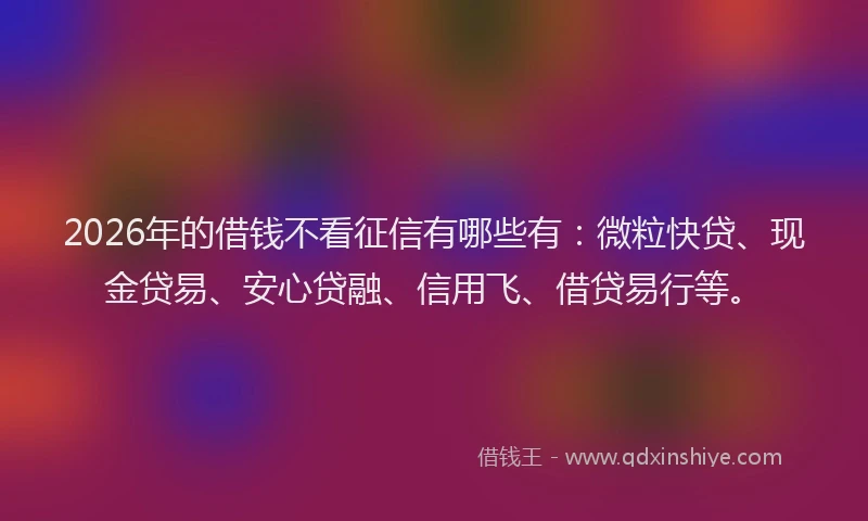 2026年的借钱不看征信有哪些有：微粒快贷、现金贷易、安心贷融、信用飞、借贷易行等。