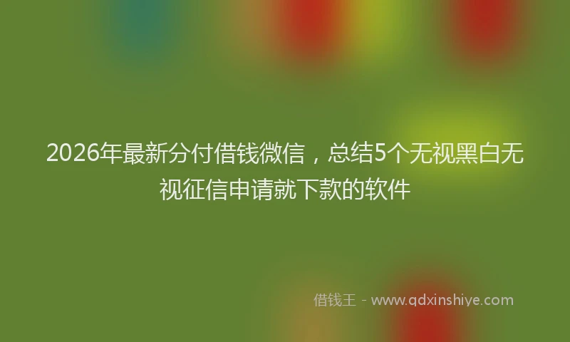 2026年最新分付借钱微信，总结5个无视黑白无视征信申请就下款的软件