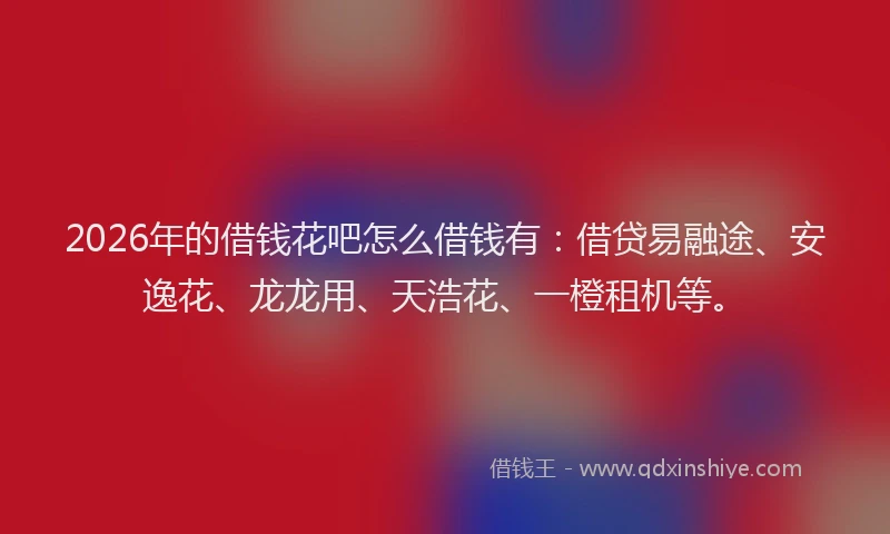 2026年的借钱花吧怎么借钱有：借贷易融途、安逸花、龙龙用、天浩花、一橙租机等。