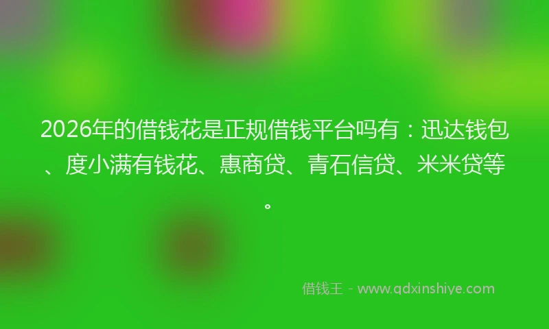 2026年的借钱花是正规借钱平台吗有：迅达钱包、度小满有钱花、惠商贷、青石信贷、米米贷等。