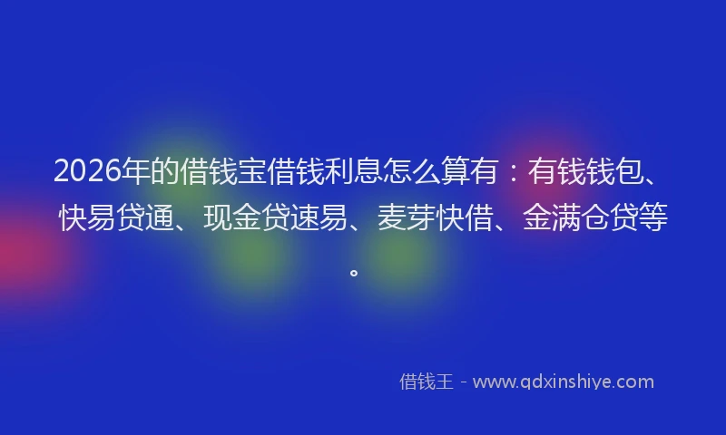 2026年的借钱宝借钱利息怎么算有：有钱钱包、快易贷通、现金贷速易、麦芽快借、金满仓贷等。