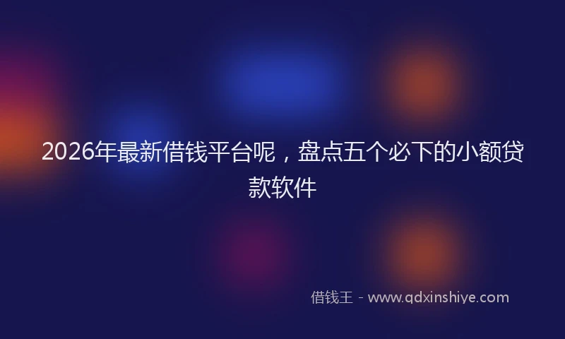 2026年最新借钱平台呢,盘点五个必下的小额贷款软件