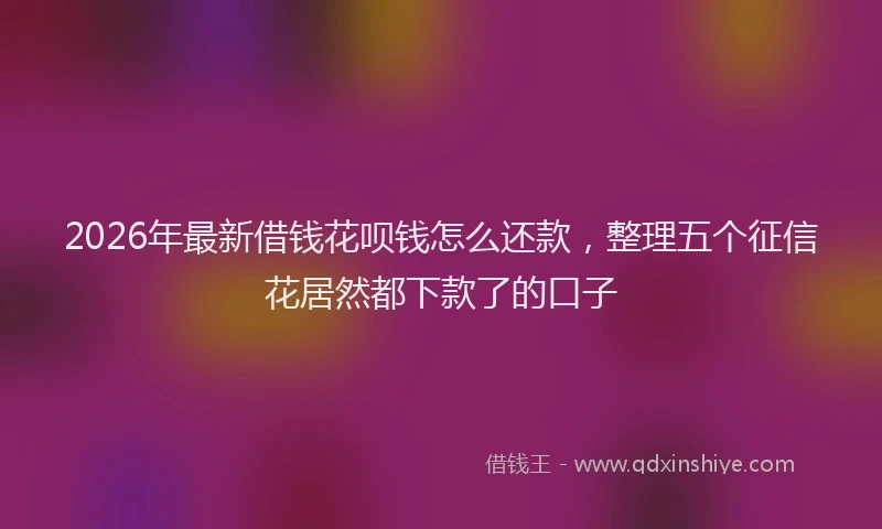 2026年最新借钱花呗钱怎么还款，整理五个征信花居然都下款了的口子