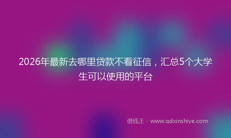 2026年最新去哪里贷款不看征信，汇总5个大学生可以使用的平台