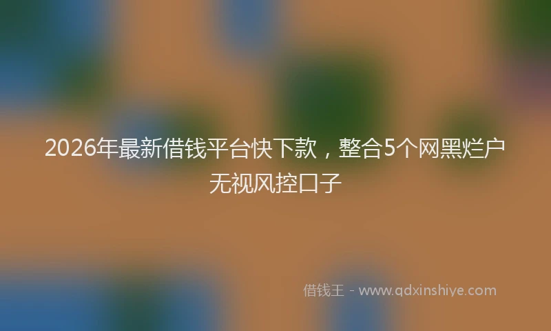 2026年最新借钱平台快下款，整合5个网黑烂户无视风控口子