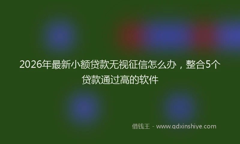 2026年最新小额贷款无视征信怎么办，整合5个贷款通过高的软件