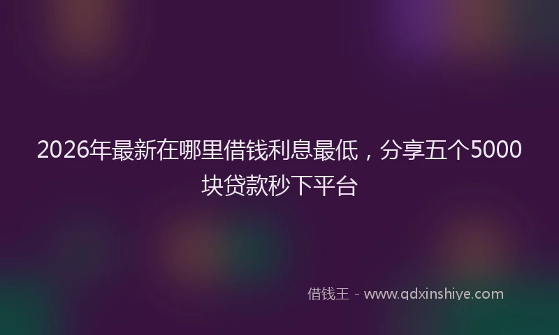 2026年最新在哪里借钱利息最低，分享五个5000块贷款秒下平台