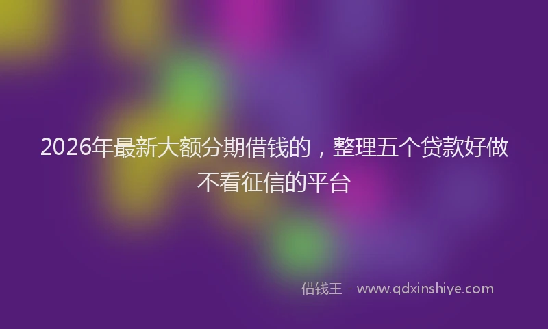 2026年最新大额分期借钱的，整理五个贷款好做不看征信的平台