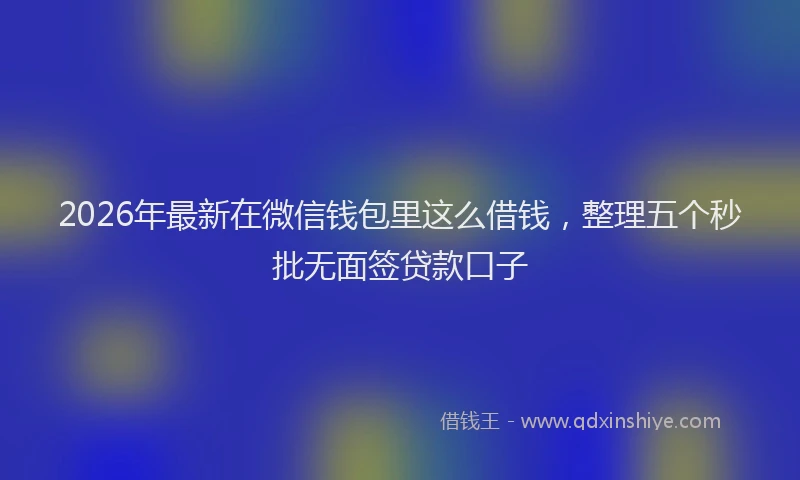 2026年最新在微信钱包里这么借钱，整理五个秒批无面签贷款口子