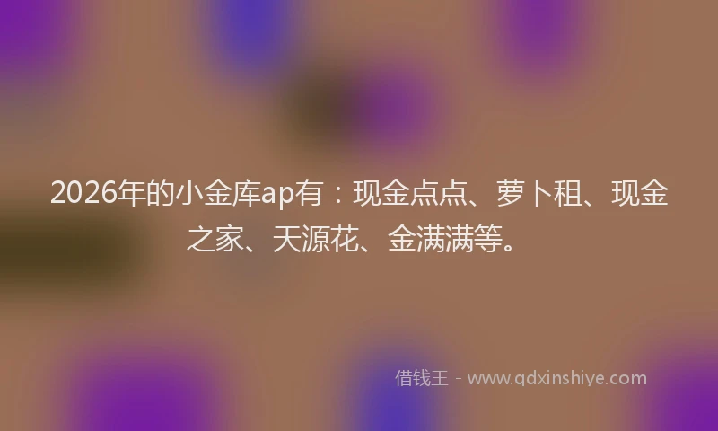 2026年的小金库ap有：现金点点、萝卜租、现金之家、天源花、金满满等。