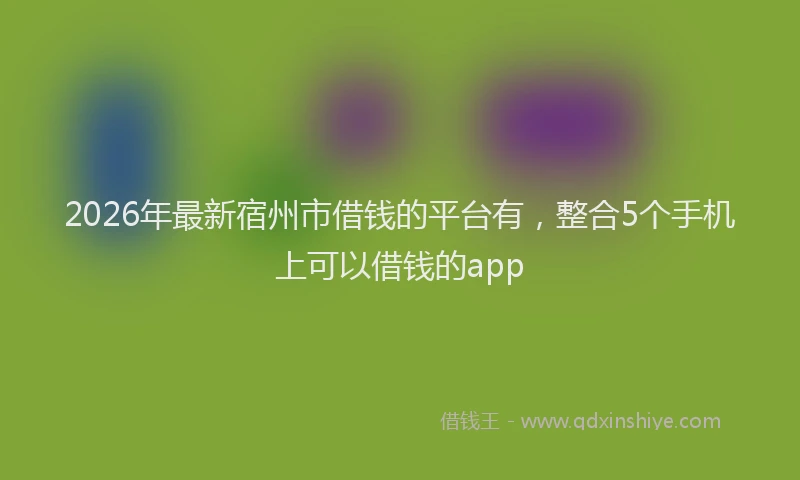 2026年最新宿州市借钱的平台有，整合5个手机上可以借钱的app