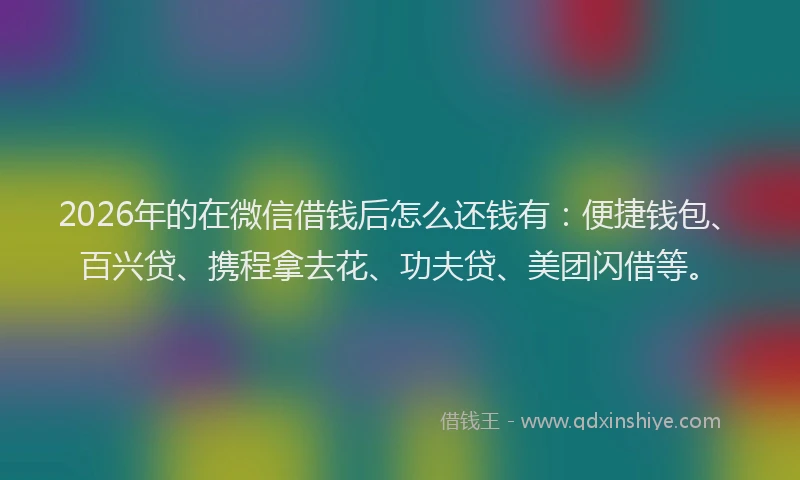 2026年的在微信借钱后怎么还钱有：便捷钱包、百兴贷、携程拿去花、功夫贷、美团闪借等。