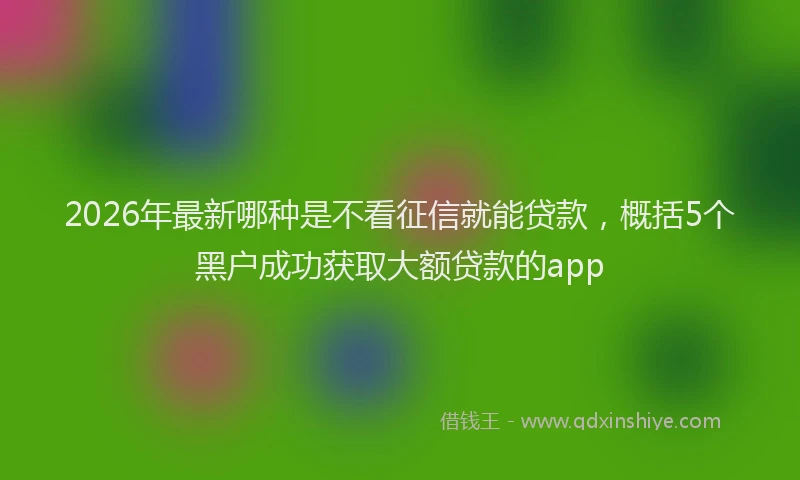 2026年最新哪种是不看征信就能贷款，概括5个黑户成功获取大额贷款的app