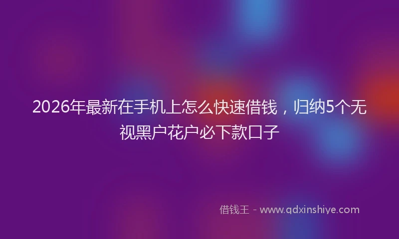 2026年最新在手机上怎么快速借钱,归纳5个无视黑户花户必下款口子