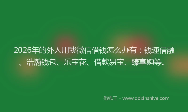 2026年的外人用我微信借钱怎么办有：钱速借融、浩瀚钱包、乐宝花、借款易宝、臻享购等。
