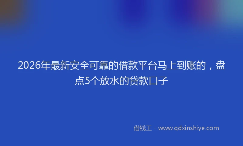 2026年最新安全可靠的借款平台马上到账的，盘点5个放水的贷款口子