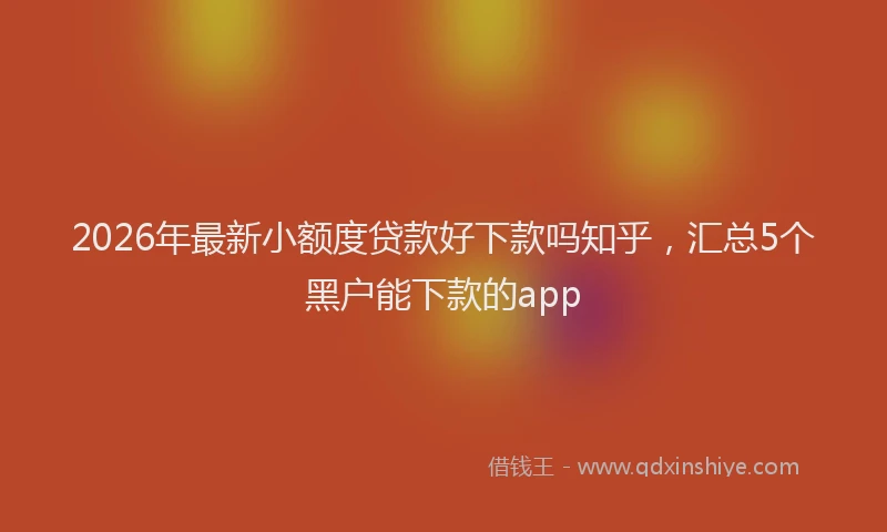 2026年最新小额度贷款好下款吗知乎，汇总5个黑户能下款的app