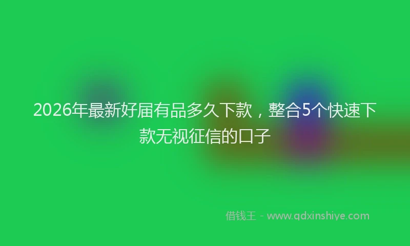 2026年最新好届有品多久下款，整合5个快速下款无视征信的口子