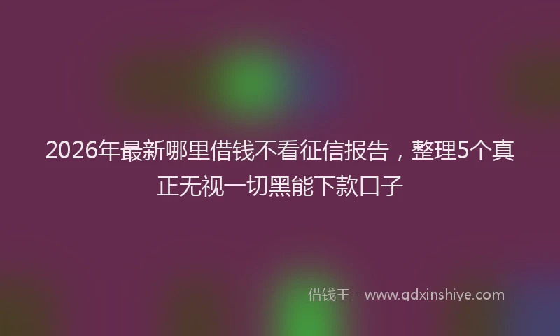 2026年最新哪里借钱不看征信报告,整理5个真正无视一切黑能下款口子