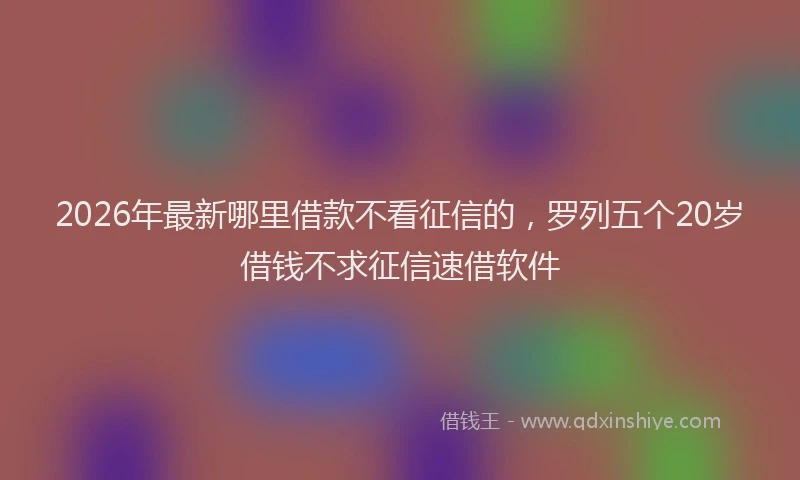 2026年最新哪里借款不看征信的,罗列五个20岁借钱不求征信速借软件