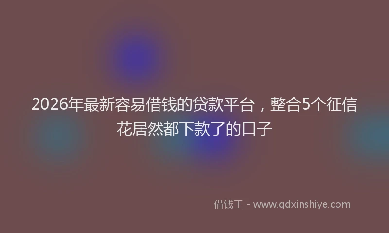 2026年最新容易借钱的贷款平台，整合5个征信花居然都下款了的口子