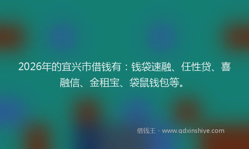 2026年的宜兴市借钱有：钱袋速融、任性贷、喜融信、金租宝、袋鼠钱包等。