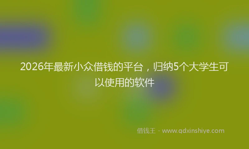 2026年最新小众借钱的平台，归纳5个大学生可以使用的软件