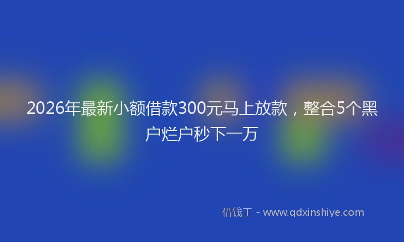 2026年最新小额借款300元马上放款，整合5个黑户烂户秒下一万