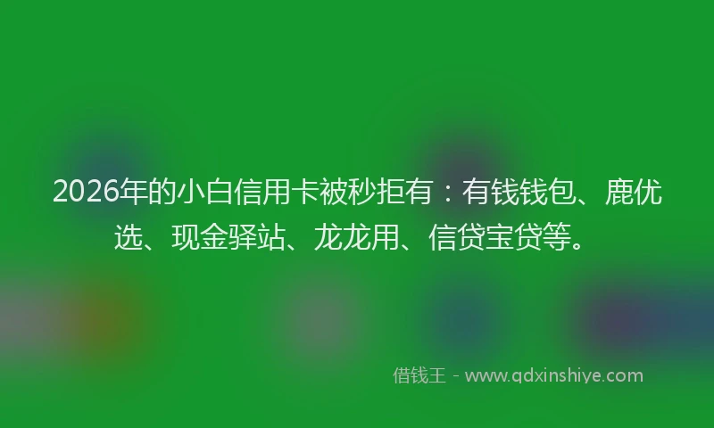 2026年的小白信用卡被秒拒有：有钱钱包、鹿优选、现金驿站、龙龙用、信贷宝贷等。