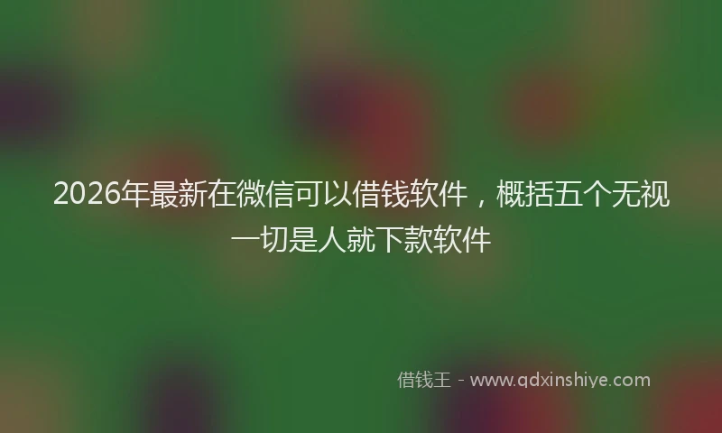2026年最新在微信可以借钱软件，概括五个无视一切是人就下款软件