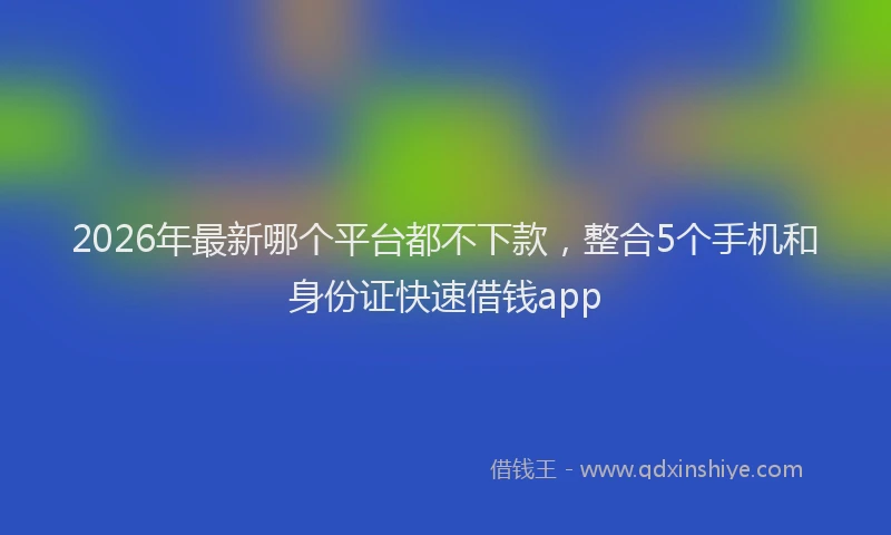 2026年最新哪个平台都不下款，整合5个手机和身份证快速借钱app