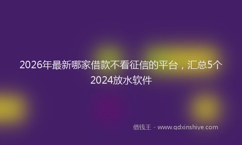 2026年最新哪家借款不看征信的平台,汇总5个2024放水软件